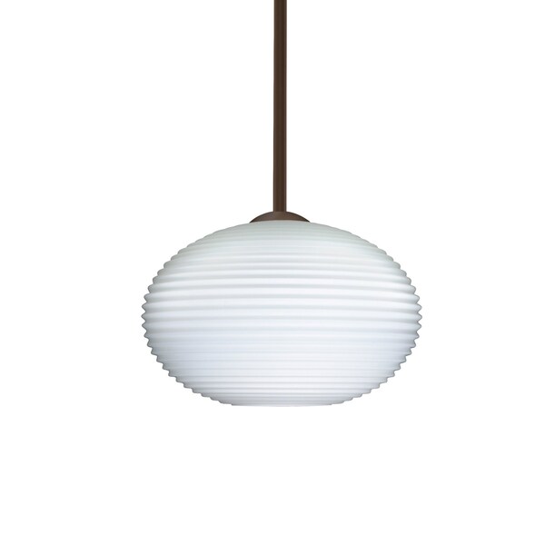 Besa Lighting Pape 10 Cord Pendant, Opal Ribbed, Bronze Finish, 1x9W LED 1TT-491207-LED-BR - main